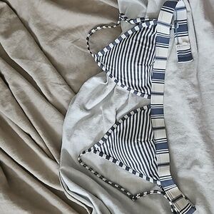 Ripcurl bikini top blue and white stripe: size M